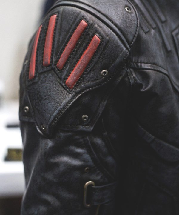 Mens Transformers Autobot Shield Leather Jacket Black Armor
