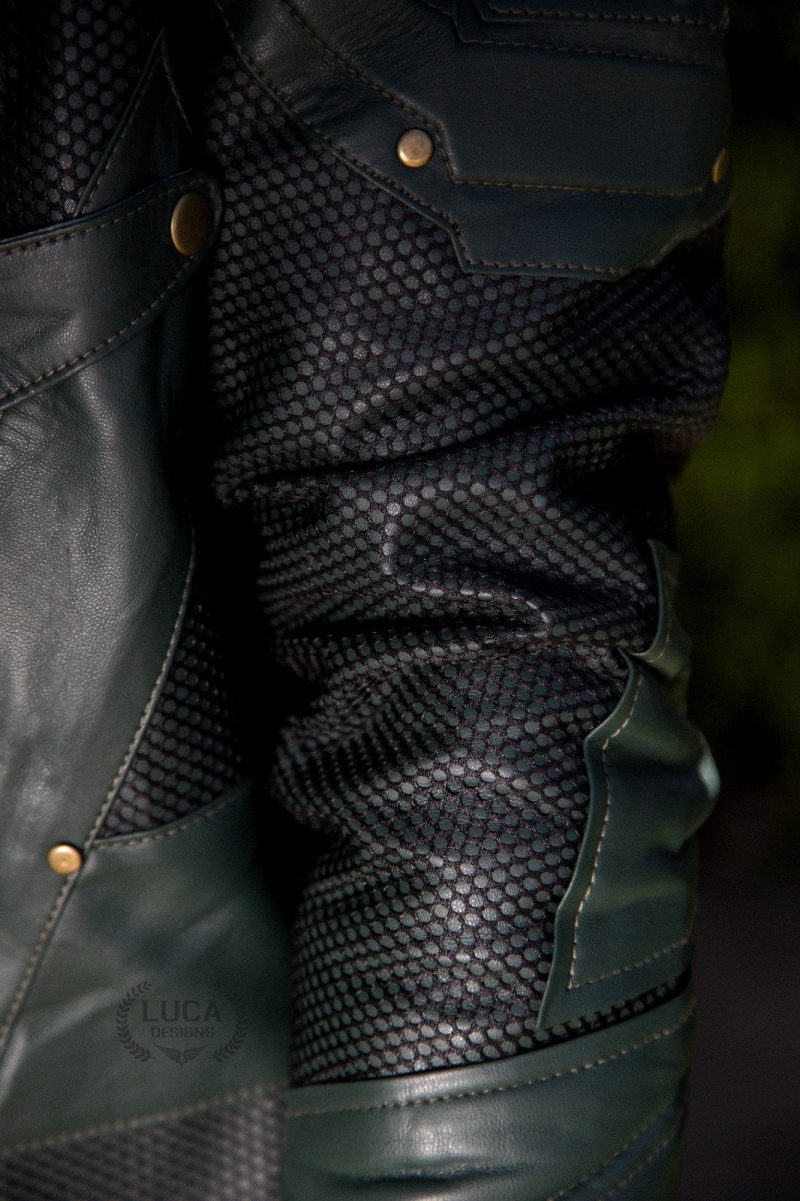 Mens Green Arrow Leather Jacket