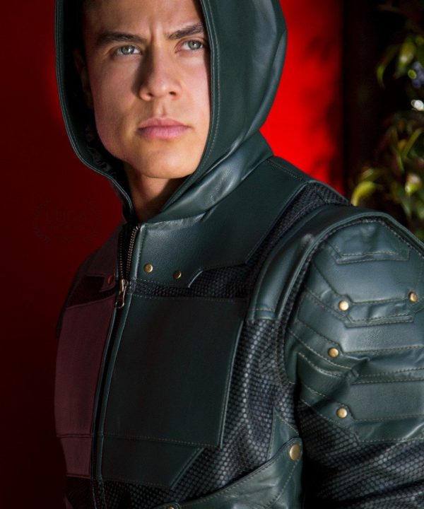 Mens Green Arrow Leather Jacket