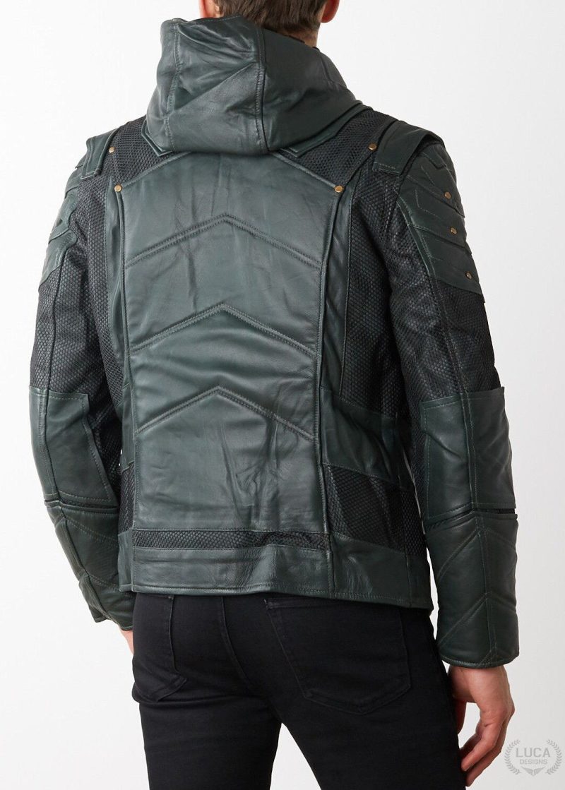 Mens Green Arrow Leather Jacket