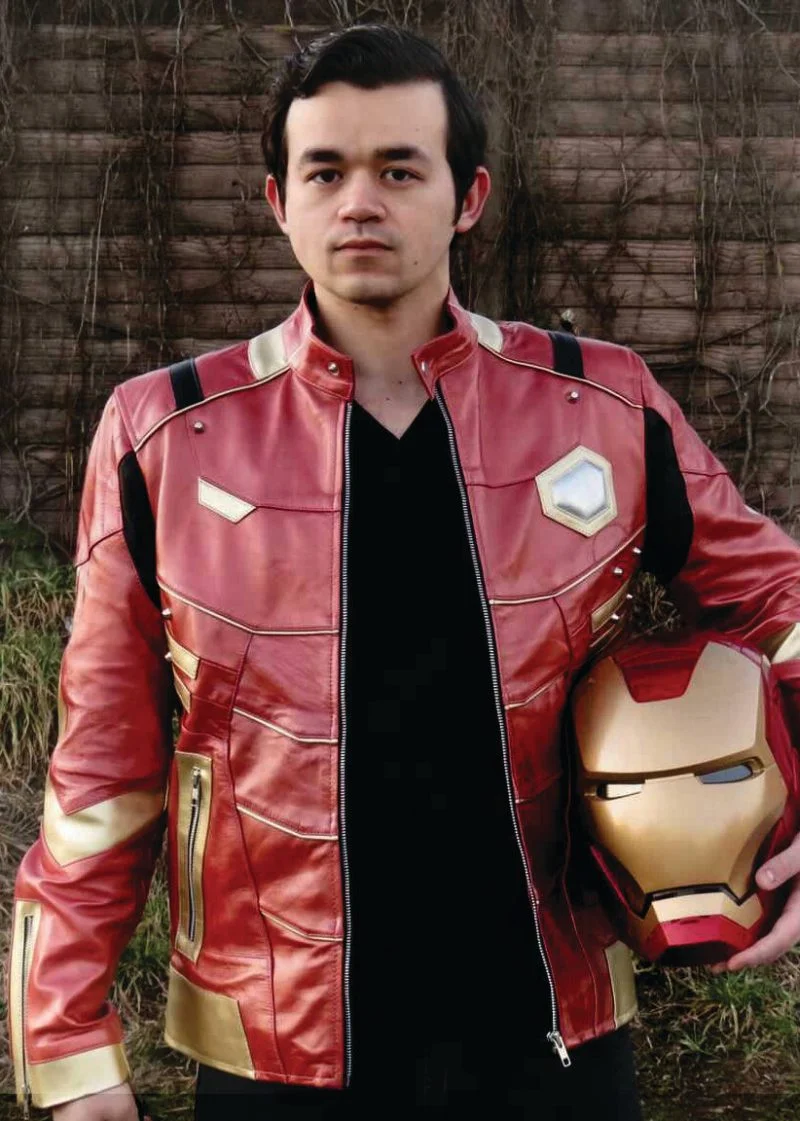 Buy Mens Iron Man Tony Stark Red Gold Armor Leather Jacket