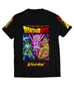 dragon ball z villains cell goku frieza black graphic t-shirt