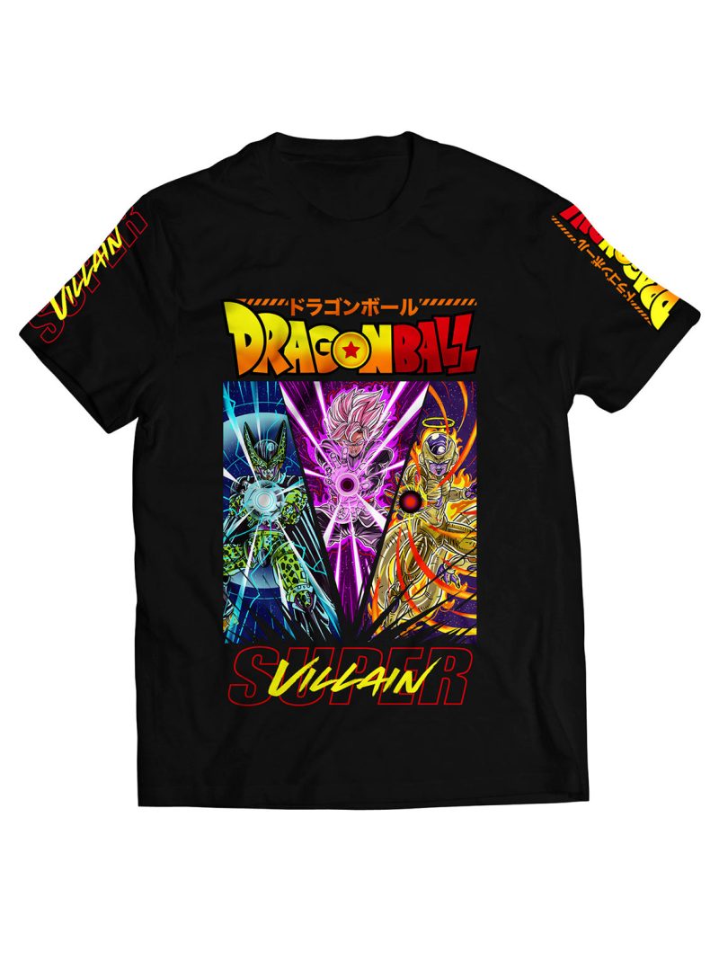 dragon ball z villains cell goku frieza black graphic t-shirt