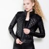 black quilted corset lacing leather jacket