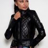 black corset moto leather jacket womens