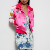 black barbie princess peach pink bomber jacket