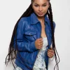 womens blue capsule corp leather jacket dragon ball z