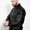 classic genuine leather black bomber jacket