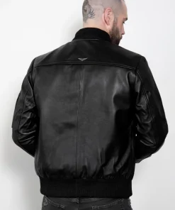 enimen rapper black leather bomber jacket