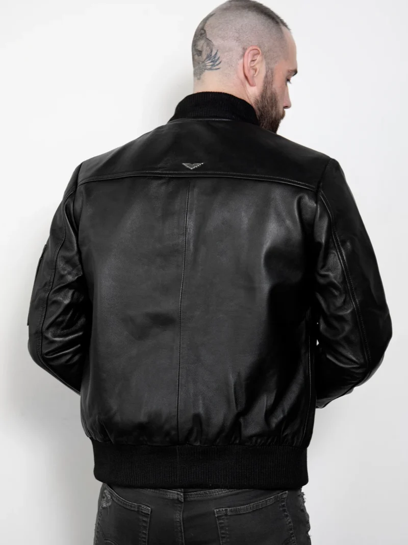 enimen rapper black leather bomber jacket