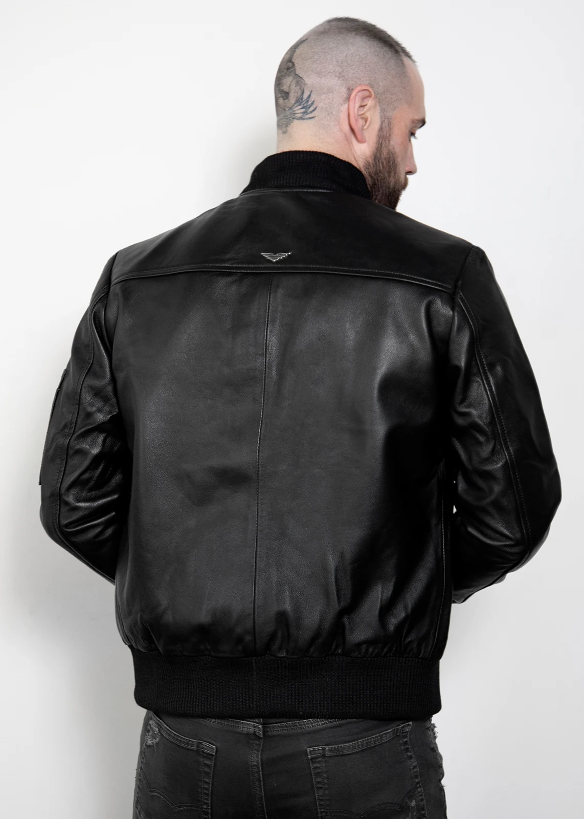 enimen rapper black leather bomber jacket