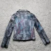 Womens Hand-painted Metallic Color Splash Leather Jacket