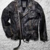 Mens Hand-Painted Bronze Zippered Leather Jacket