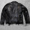 Mens Hand-Painted Bronze Zippered Leather Jacket