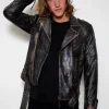 bronze steampunk hand-painted genuine leather jacket
