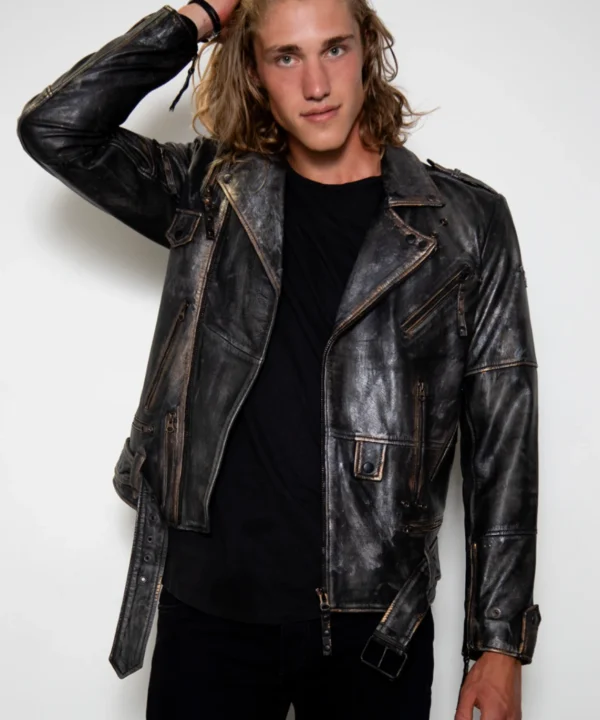 bronze steampunk hand-painted genuine leather jacket