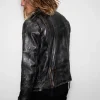 Mens Hand-Painted Bronze Zippered Leather Jacket