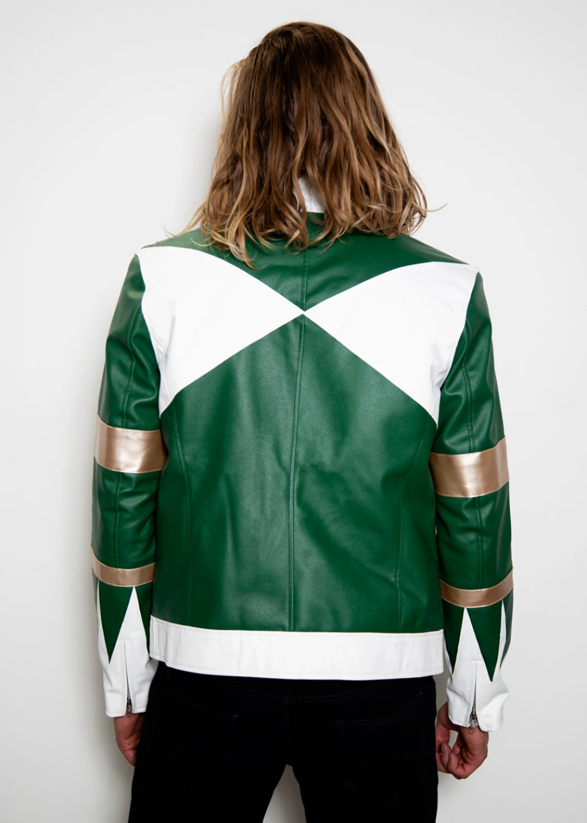 Mens Power Rangers Classic Leather Jacket - Green