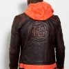 goku orange turtle school hooded real leather jacket