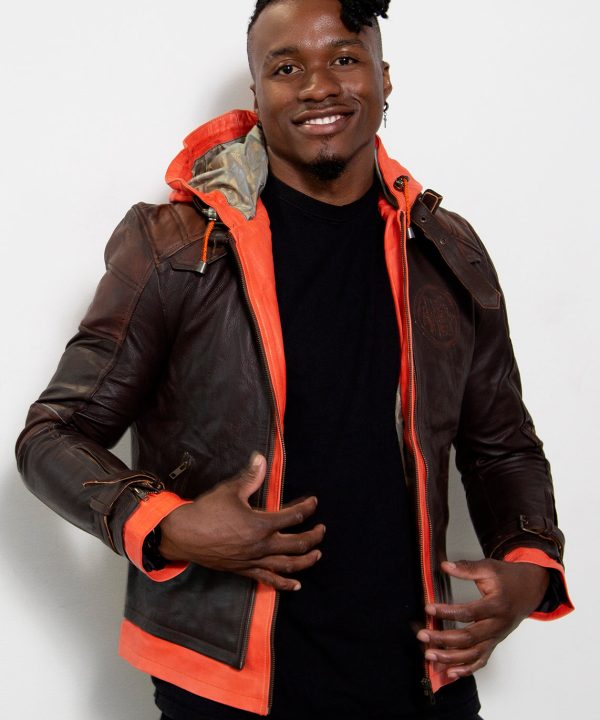 goku manga turtle school orange leather jacket hoodie