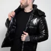 Mens Black Puffer Jacket with Hood