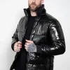 Mens Black Shiny Puffer Jacket