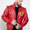 mens red leather cobra kai jacket