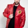 mens cobra kai red leather jacket