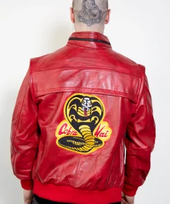 johnny lawrence red cobra kai leather jacket