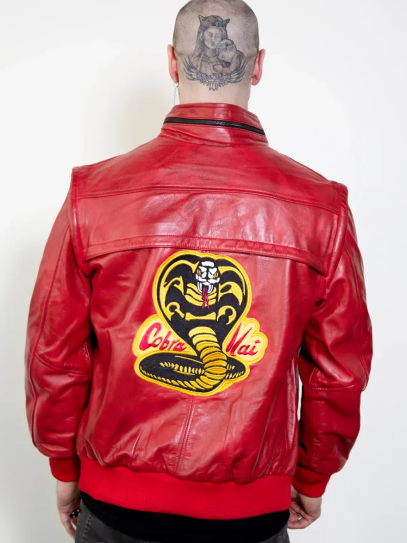 johnny lawrence red cobra kai leather jacket