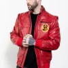 netflix cobra kai red real leather jacket for mens