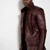 starlord cosplay real leather red scifi coat