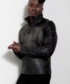 venom black symbiote real leather jacket