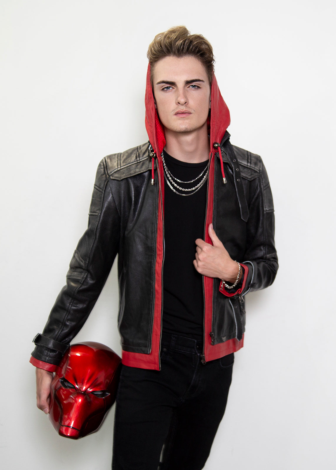 redhood leather jacket hoodie jason todd arkham game