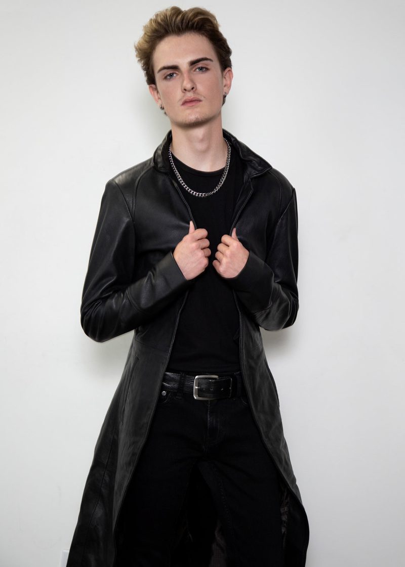 black punisher trench coat genuine leather