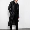 punisher skull black leather coat