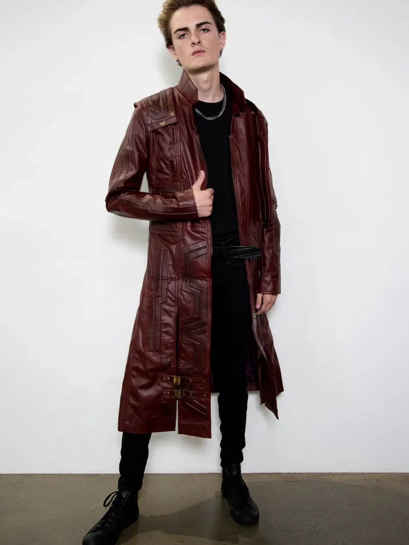 starlord chris pratt guardians of theb galaxy leather trench coat