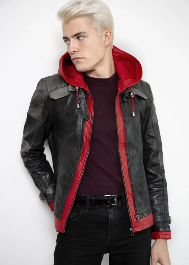 Buy Mens Arkham Knight Red Hood Leather Jacket | LucaJackets