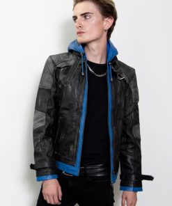 nightwing hoodie leather jacket blue eagle