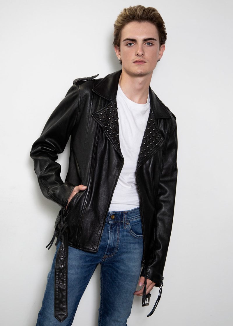 black studded leather jacket rebel biker