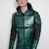 handpainted green arrow chrome metallic leather jacket limited edition