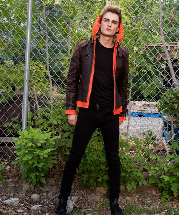goku anime DBZ orange leather jacket hoodie
