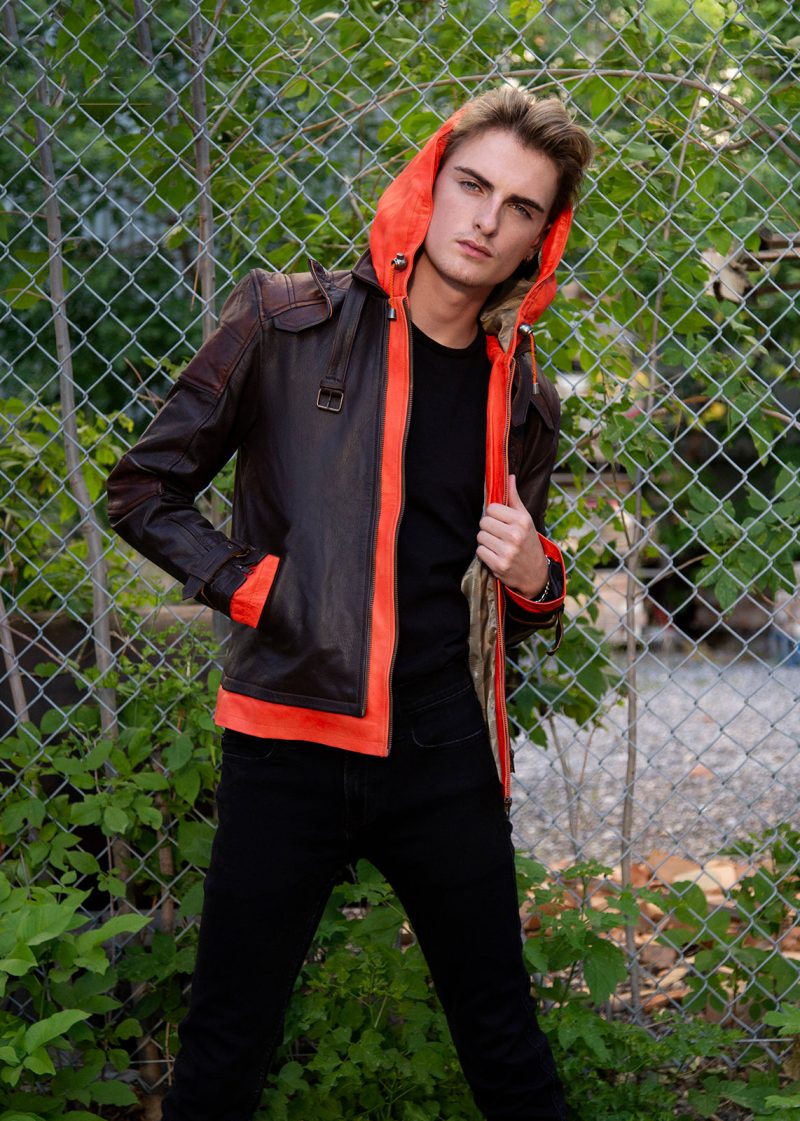 dragon ball super goku hoodie leather jacket orange