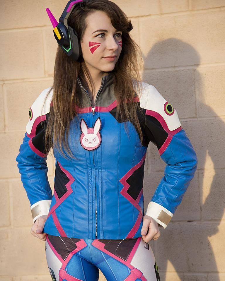 Womens Overwatch DVA Leather Jacket Blue