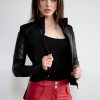 womens corset leather jacket quilted with lacing