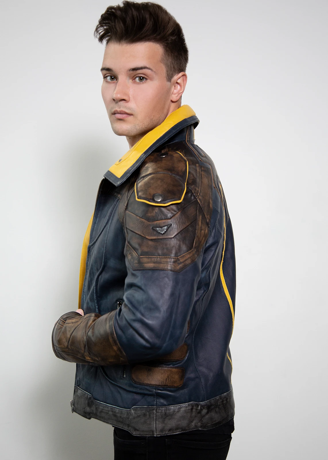 BL3 Zane Blue & Yellow Leather Jackets Vault Hunter