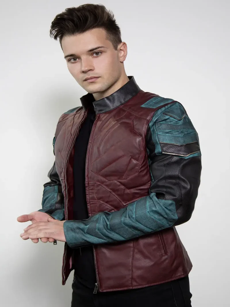 Mens batman robin armor red leather jacket cosplay titans