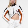 mercy overwatch 2 crop top real leather jacket white orange