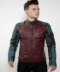 Mens batman robin armor red leather jacket cosplay titans