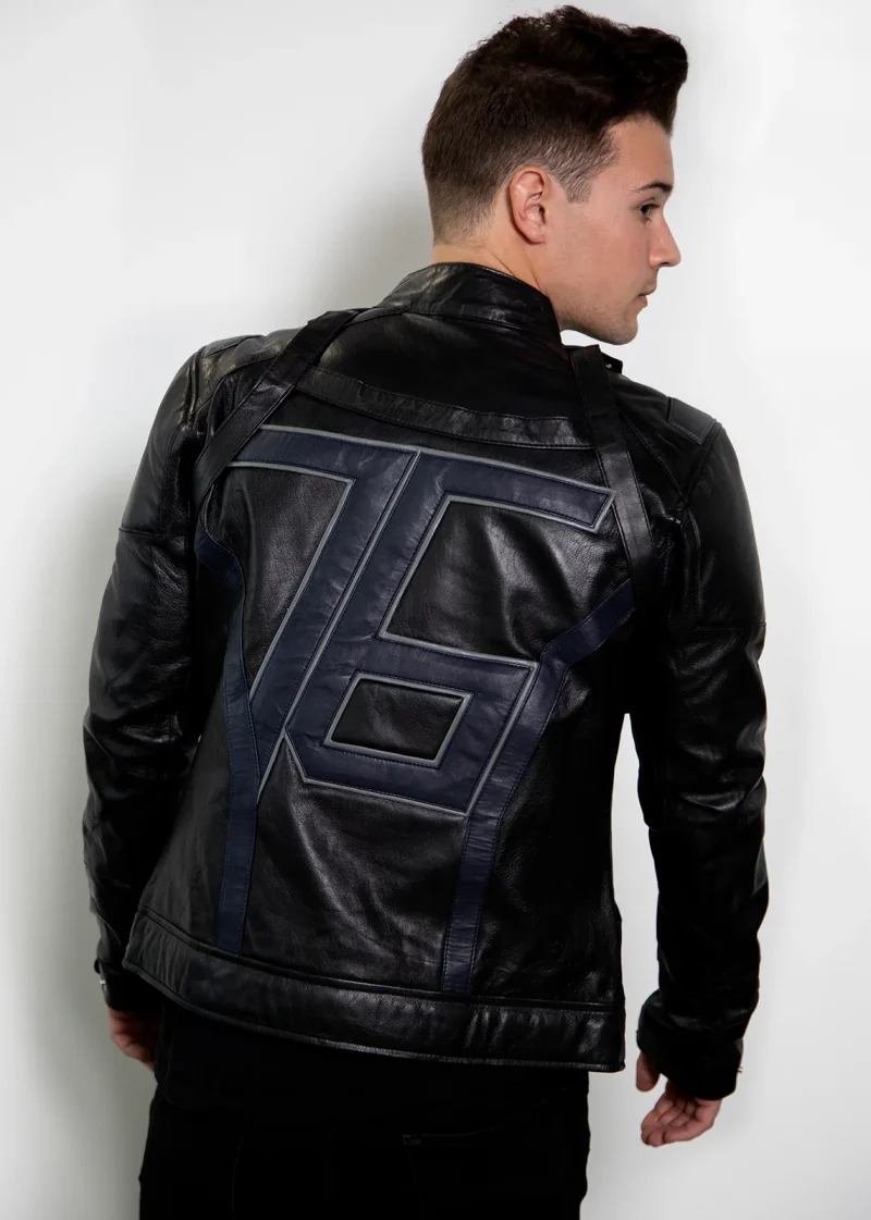 Mens Limited editiom blackout soldier 76 leather jacket moto